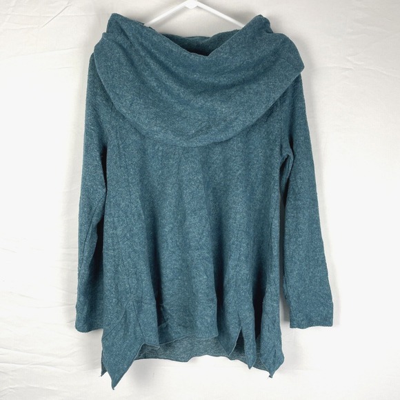 Soft Surroundings Womens Sweater Small Cowl Neck Blue Performance Stretch Winter - Picture 2 of 14